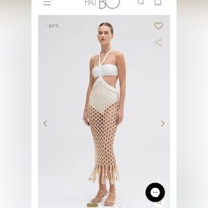 PatBO White and Cream Crochet Dress